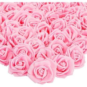 100 Pack Pink Artificial Flowers Bulk Stemless Fake Foam Roses for Wedding Decor